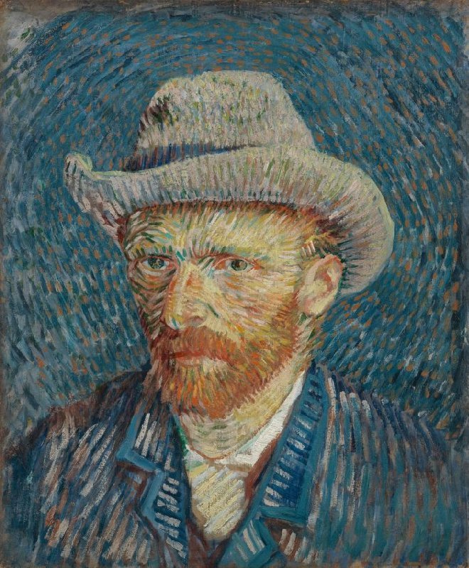 Cuadro de Van Gogh Autorretrato con sombrero de fieltro gris